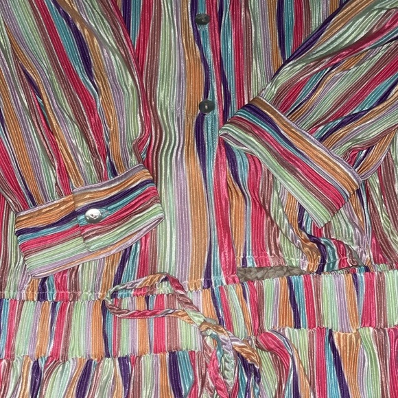 Pink Liky Bayside Brunch Pastel Stripped Plisse Button Up Set - Picture 5 of 10